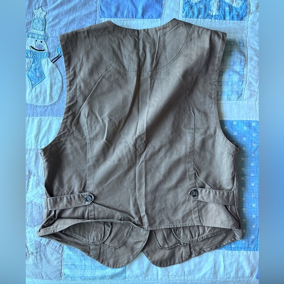 Vintage White Stag Brown Floral Embroidered Vest Cottagecore Boho Medium - Picture 8 of 8